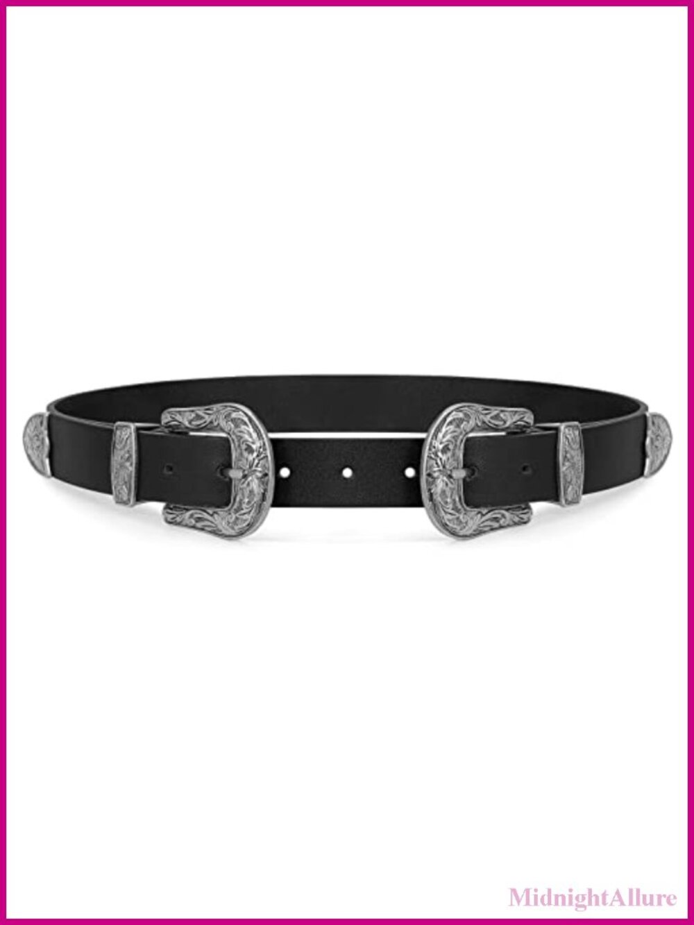 Soft Leather Double Buckle Western Belt Retro Cowgirl Waist Belt for Jeans